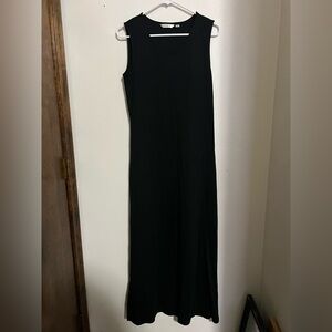LIZ CLAIBORNE Classic Sleeveless Casual Maxi Dress‎ Side Slit Black Women's Sz S
